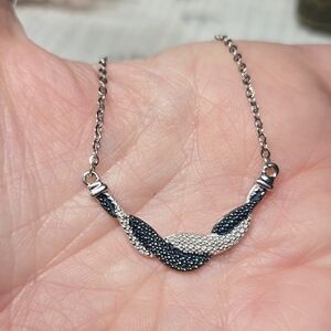 Blue Diamond 925 Silver Steel Necklace
